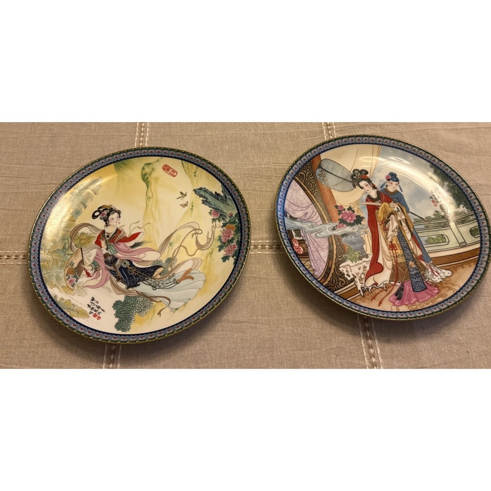 1985 & 1986 Imperial Jingdezhen Beauties Of The Red Mansion Porcelain Plates